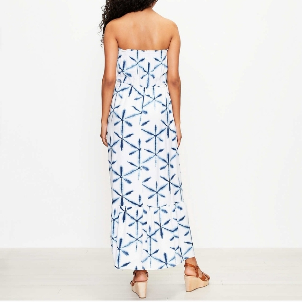 Loft Strapless Blue and White Maxi Dress - Picture 3 of 7